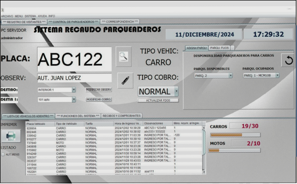 Recaudo de parqueaderos